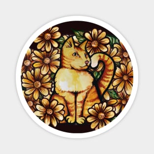 Summer Daisies Orange Cat Magnet